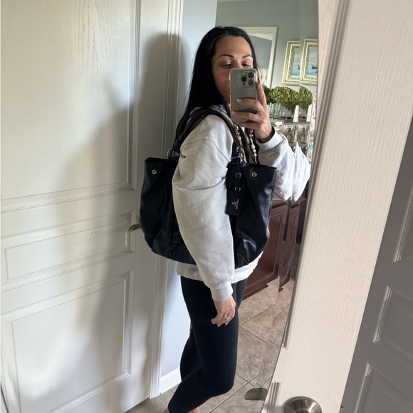 Prada ruffled black leather hobo tote bag - Picture 14 of 14